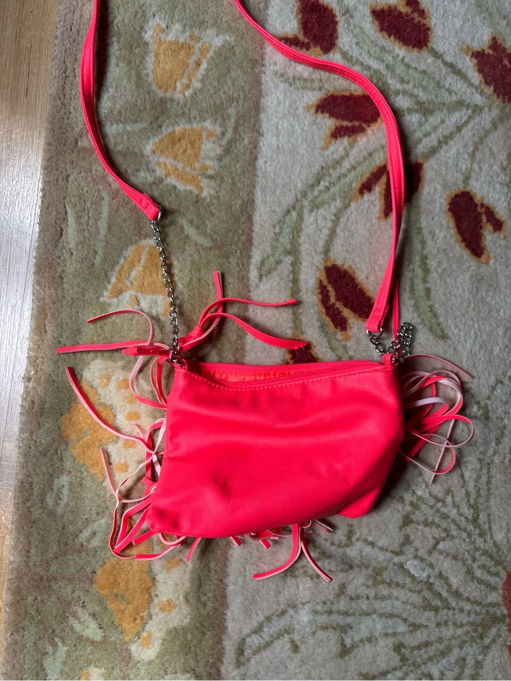 Fringe Crossbody Bag - Hot Coral